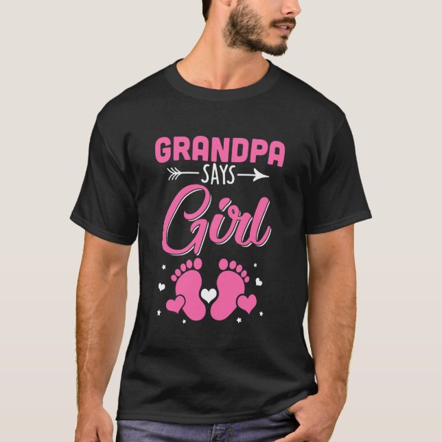 T-shirt Gender Reveal For Grandpa Says Girl Matching Famil (Devant)