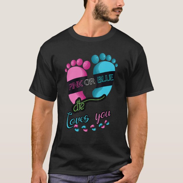 T-shirt Gender Reveal Party Team Baby Shower Pinkness Blue (Devant)