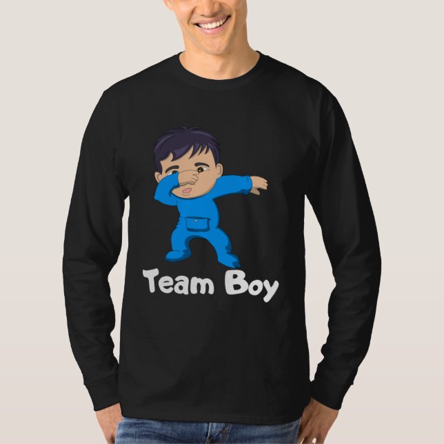 T-shirt Gender Reveal Party Team Boy Dabbing Asian Baby (Devant)
