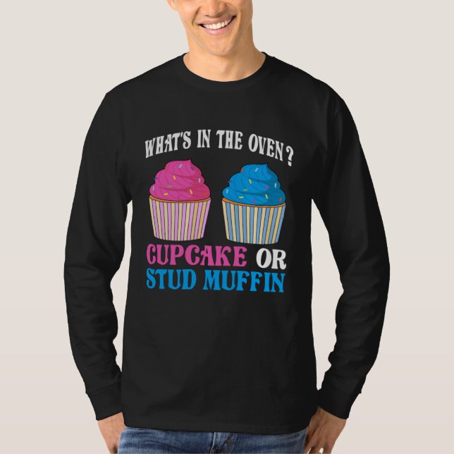 T-shirt Gender Reveal What's In The Oven Cupcake or Stud M (Devant)