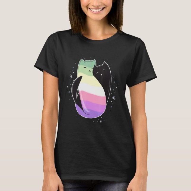 T-shirt Genderfae Cat Flag Nonbinary Transgender LGBT Blac (Devant)