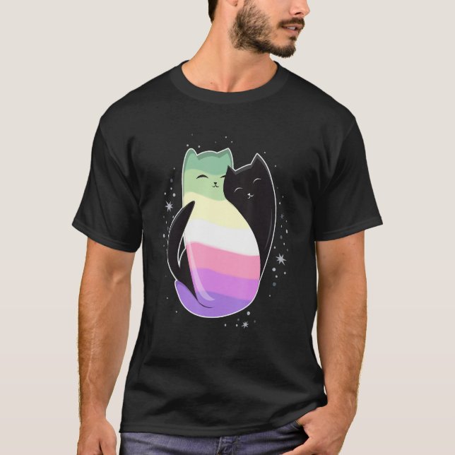 T-shirt Genderfae Cat Flag Nonbinary Transgender LGBT Blac (Devant)
