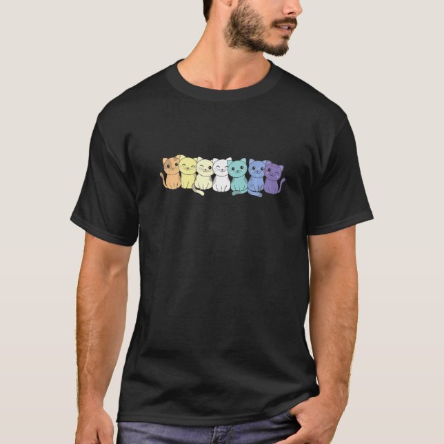 T-shirt Genderfaun Drapeau Pile Pride Lgbtq Chats Cute Gen (Devant)
