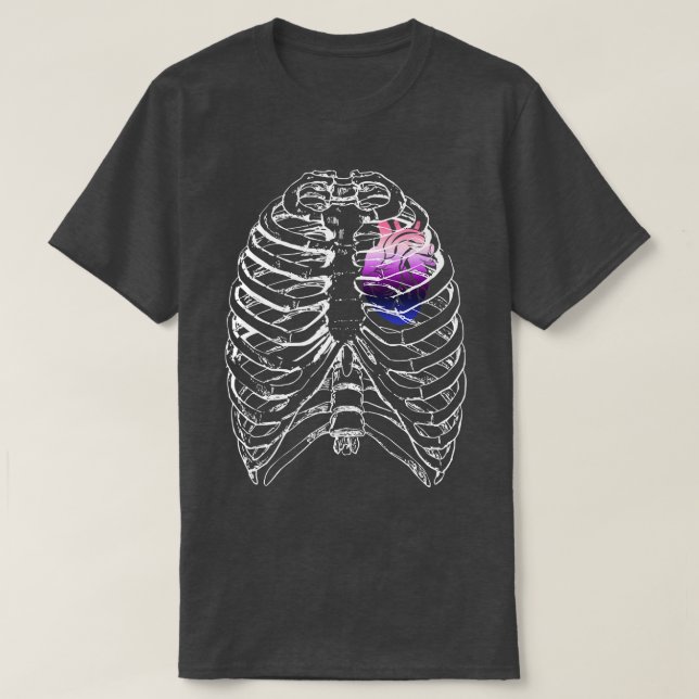 T-shirt Genderfluid Anatomical Heart Ribcage Queer Pride H (Design devant)