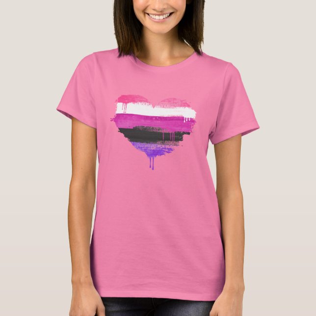 T-SHIRT GENDERFLUID COEUR - GENDERFLUID AMOUR - (Devant)