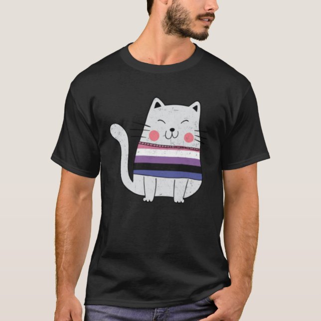 T-shirt Genderfluid Flag LGBTQ Cats Pride Cat (Devant)