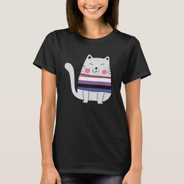 T-shirt Genderfluid Flag LGBTQ Cats Pride Cat (Devant)
