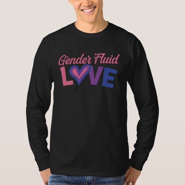T-shirt Genderfluid Love Heart Gender Nonbinary Pride Flag (Devant)