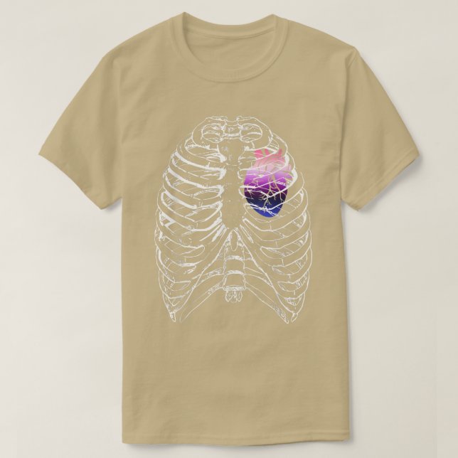 T-shirt Genderfluide Anatomique Coeur Ribcage Queer Pride  (Design devant)