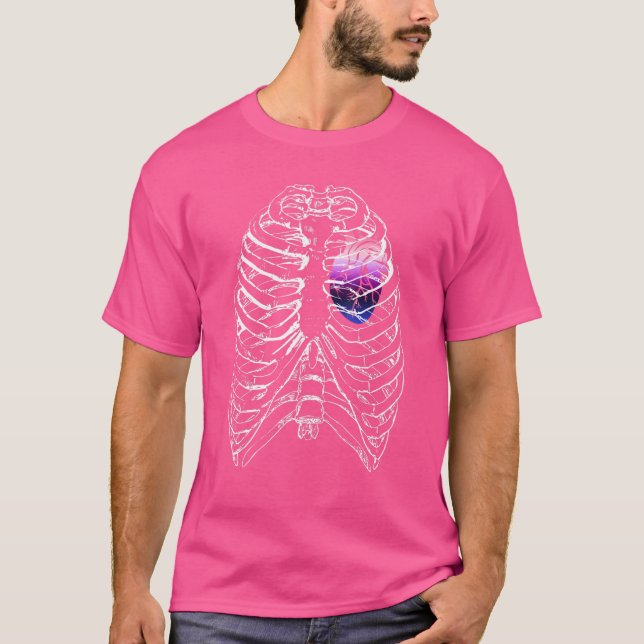T-shirt Genderfluide Anatomique Coeur Ribcage Queer Pride  (Devant)