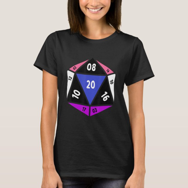 T-shirt Genderfluide D20 Dice Non binaire Rainbow Pride LG (Devant)