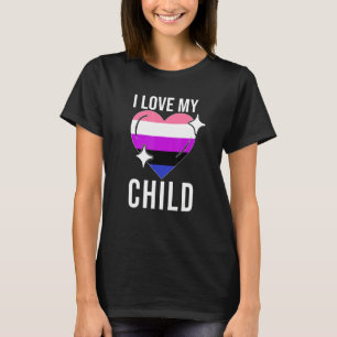 T-shirt Genderfluide Fierté Drapeau Coeur J'aime Mon Genre