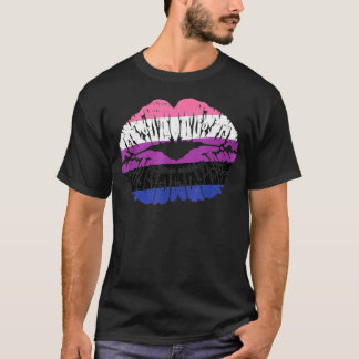 T-shirt Genderfluide Lèvres Pride Kiss Drapeau non binaire