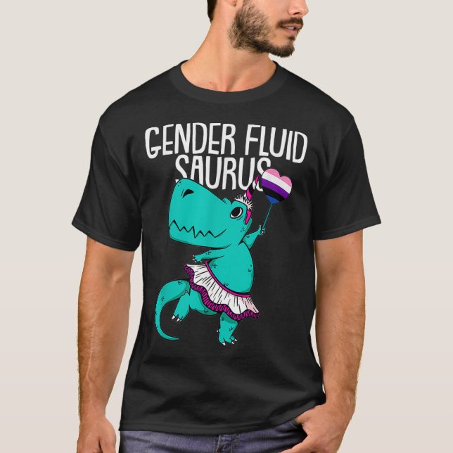 T-shirt Genderfluidsaurus LGBTQ Funny TRex Unicorn Pride A (Devant)