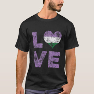 T-shirt Genderqueer Fierté Amour Coeur Vintage Drapeau