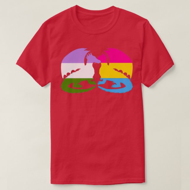 T-shirt Genderqueer Pansexual Pride Dragons (Design devant)