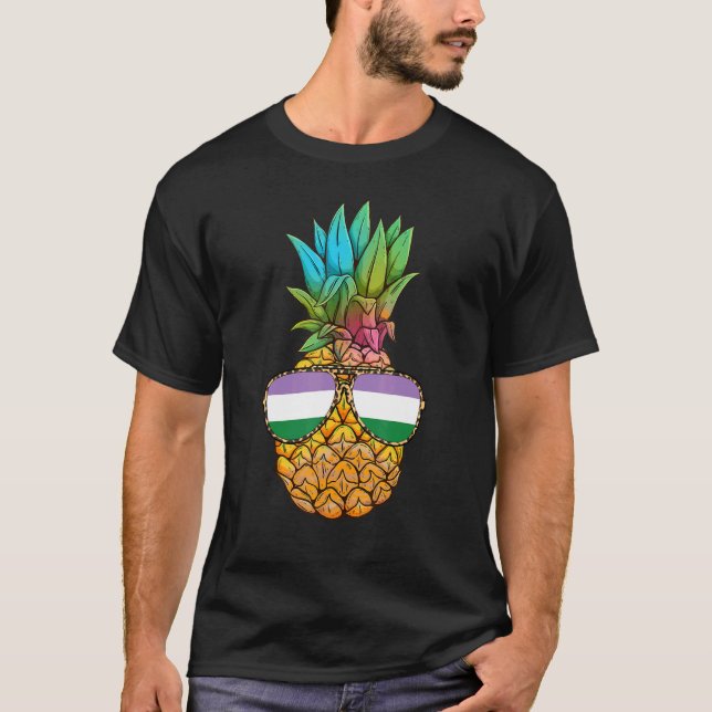T-shirt Genderqueer Pride Drapeau Ananas Genderqueer (Devant)