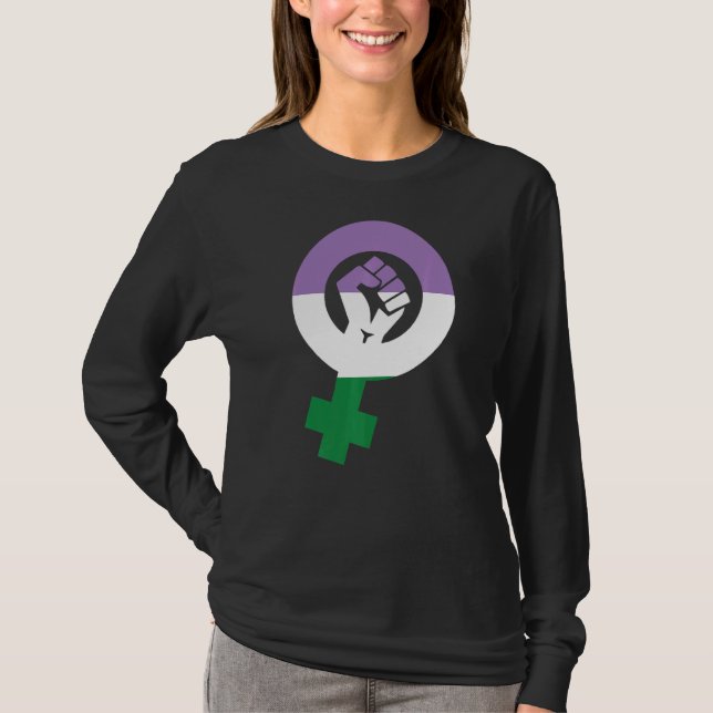 T-shirt Genderqueer Pride Drapeau Féministe Genderqueer (Devant)
