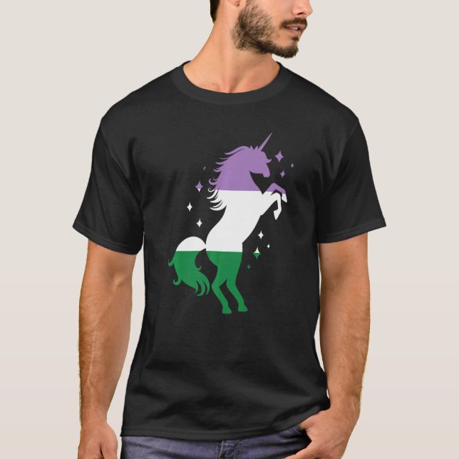 T-shirt Genderqueer Pride Drapeau Unicorn Genderqueer 1 (Devant)