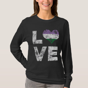 T-shirt Genderqueer Pride Love Retro Heart Flag