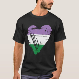 T-shirt Genderqueer Pride Retro Heart Flag