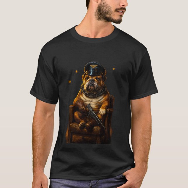 T-shirt général Bulldog – Chien commandant tactiqu (Devant)
