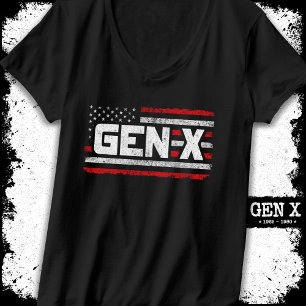 T-shirt Génération X Fière Gen Xer Drapeau Américain Gen X
