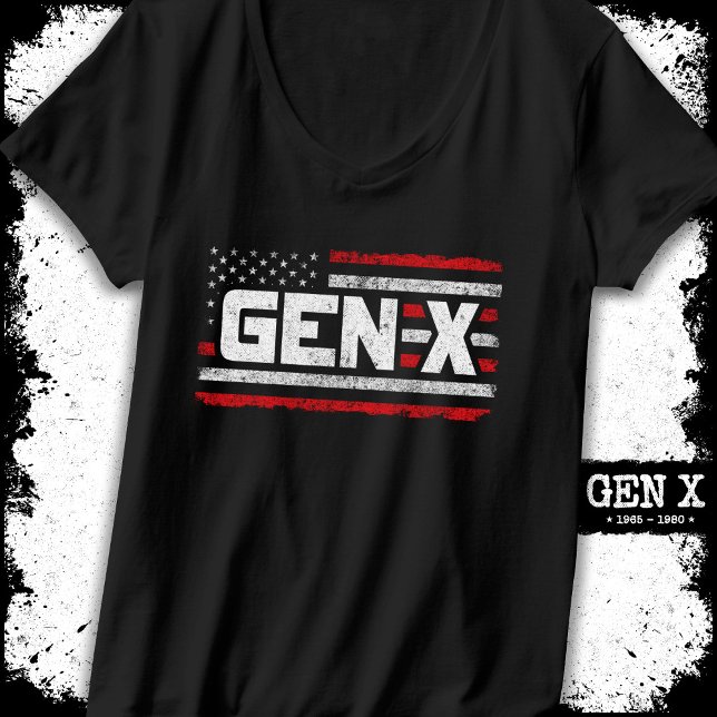 T-shirt Génération X Fière Gen Xer Drapeau Américain Gen X (Créateur téléchargé)