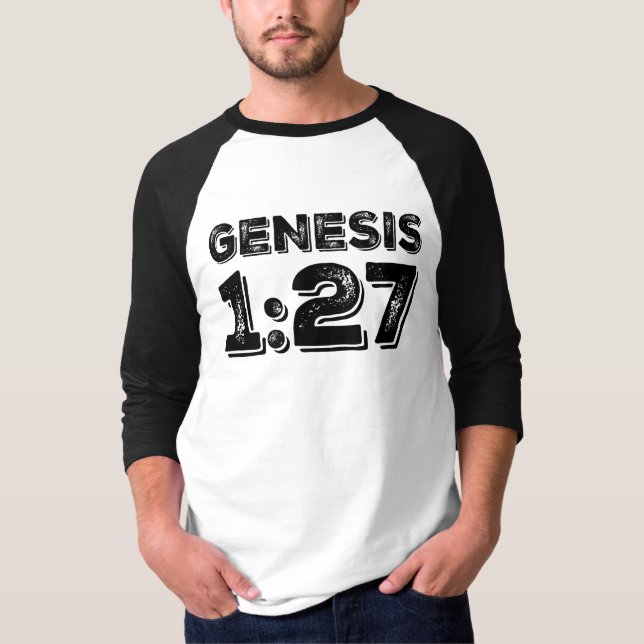 T-shirt Genèse 1:27 Distressed Bible Baseball Raglan (Devant)