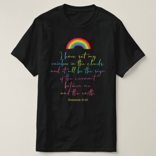 T-shirt Genèse arc-en-ciel de Dieu 9 Bible chrétienne Vers (Design devant)