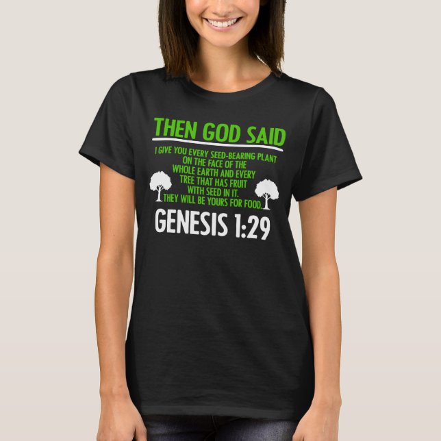 T-shirt Genesis 129 Plant Based Diet Vegan Vegetarian Bibl (Devant)