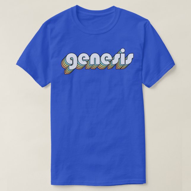 T-shirt Genesis Retro Rainbow Typographie style défraîchi (Design devant)