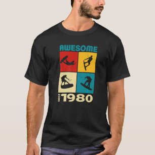 T-shirt Génial depuis 1980 Mode de vie Wakeboard 1