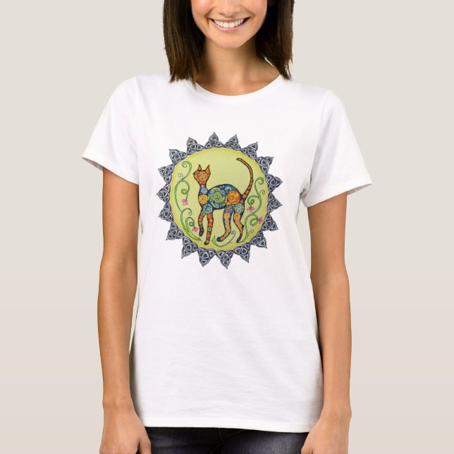 T-shirt Génial, Paisley, mandala celtique de chat (Devant)