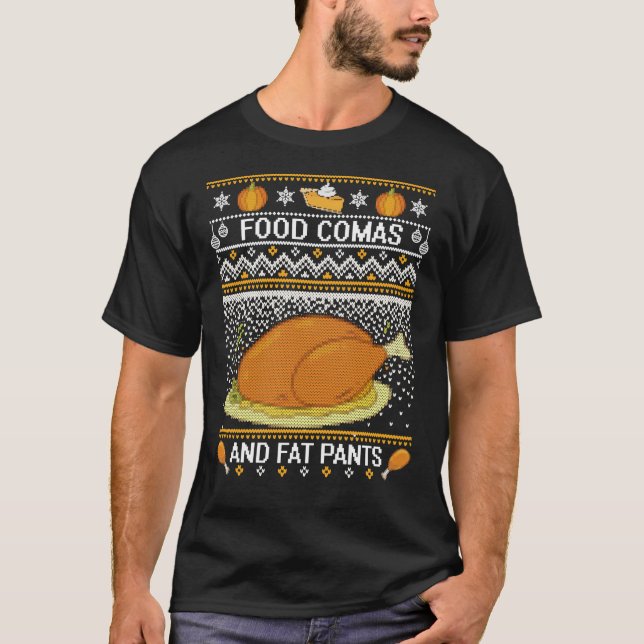 T-shirt Génial Thanksgiving Drôle Thanksgiving Food Comas  (Devant)
