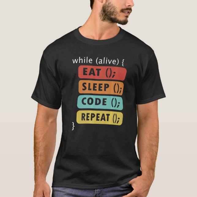 T-shirt Génie de la programmation Manger Dormir Code Répét (Devant)