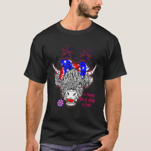T-shirt Génisse heureuse 4 juillet vache Higland