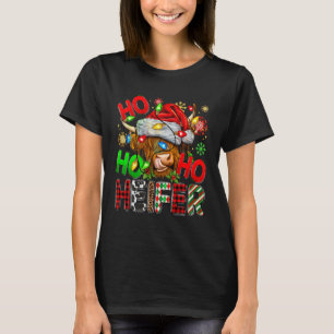 T-shirt Génisse Ho Ho Ho avec chapeau de Santa Léopard occ