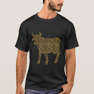 T-shirt Génisse Impression Léopard Vache Ferme Bétail Anim