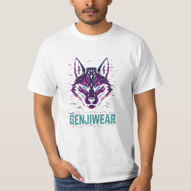 T-shirt Genjiwear Cyber Kitsune – Neon Fox Spirit Glitch T (Devant)