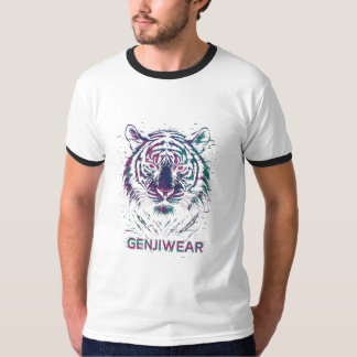 T-shirt Genjiwear Glitch Tiger – Neon Cyber Beast Streetwe