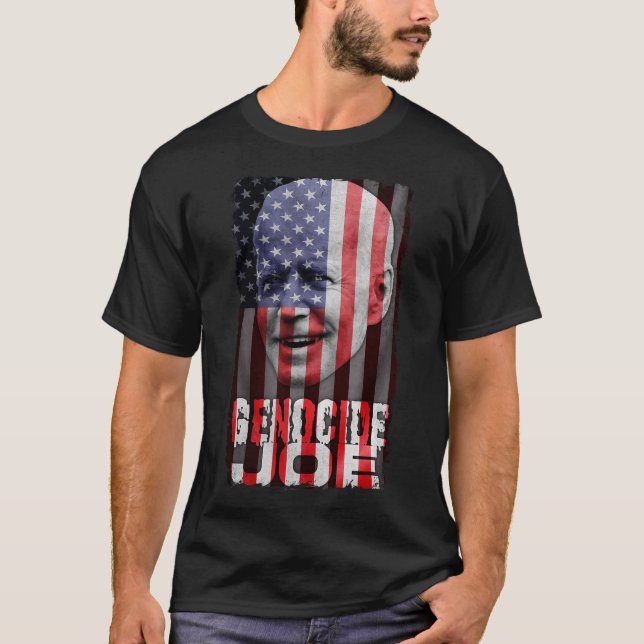 T-shirt Génocide Joe Biden Anti Biden American Flag Vampir (Devant)
