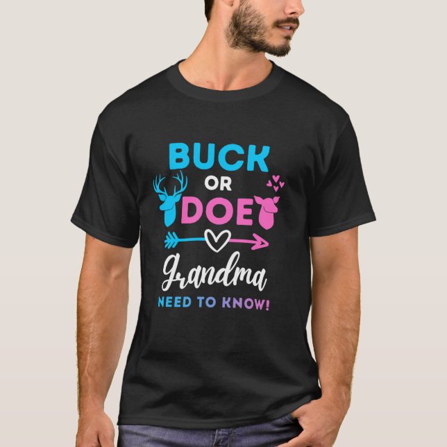 T-shirt Genre Reveal Buck ou Doe Grand-mère jumeler bébé S (Devant)