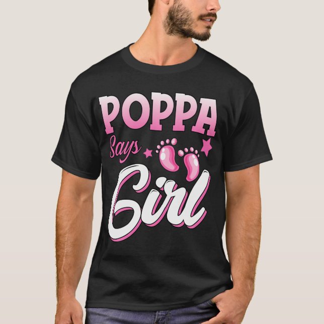 T-shirt Genre Reveal Poppa Dit Girl Matching Famille Bébé (Devant)