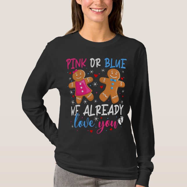 T-shirt Genre Révéler Gingerbread Mignonne Rose Ou Bleu (Devant)
