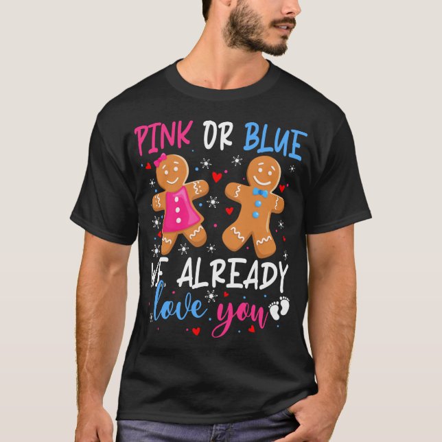 T-shirt Genre Révéler Gingerbread Mignonne Rose Ou Bleu (Devant)