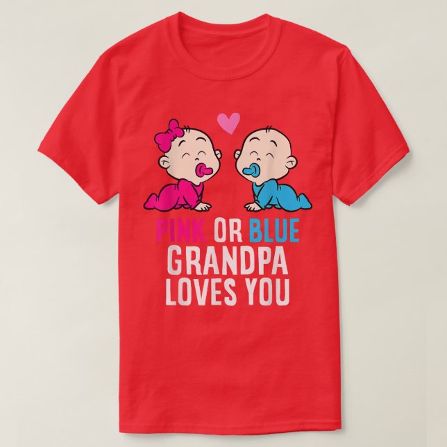 T-shirt Genre Révéler Grossesse Rose Ou Bleu Grand-Père Ai (Design devant)