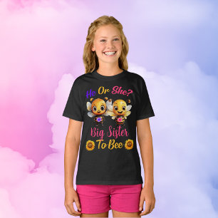 T-shirt Genre Révéler He Elle Grande Soeur à Abee Filles N