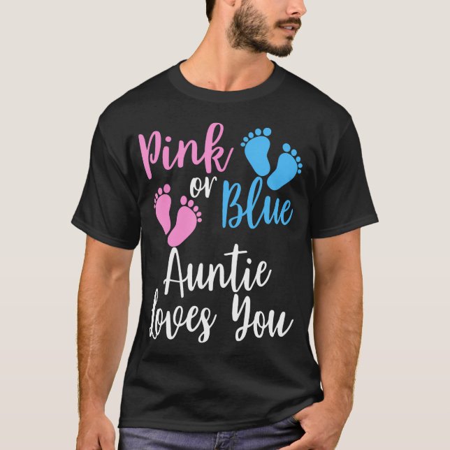 T-shirt Genre Révéler Tante Chemise Rose Ou Bleu Tante Amo (Devant)