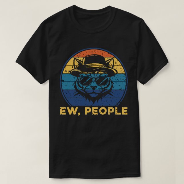 T-shirt Gens, beurk Rétro Crépuscule Introverti Chat (Design devant)